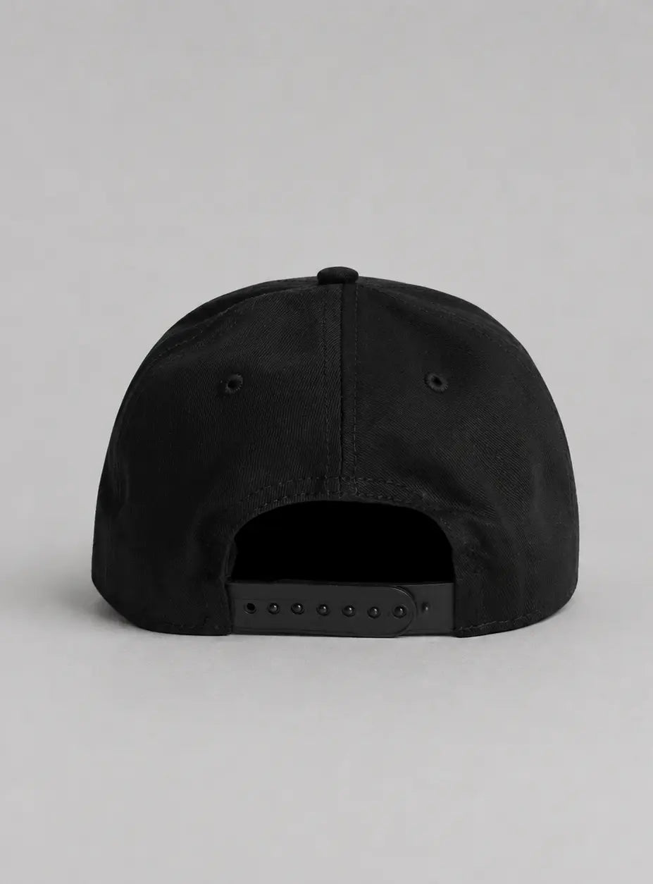 Rear view of the black Vanture Icon Cap showing the adjustable snapback closure